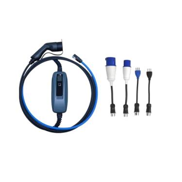 Imagem de Carregador Portátil para Carro Elétrico Ultraflex, 7,2 kW, Bivolt, Cabo T2 com 5m, Kit com 4 Plugues