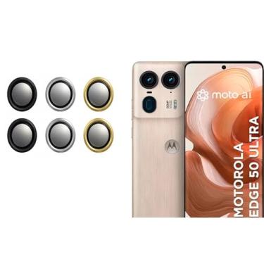 Imagem de Kit (02 PÇ) Película Protetora da Lente Câmera Lisa Para Motorola Edge 50 Ultra (PRATA)