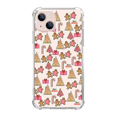 Imagem de Capa de desenho animado doce de árvore de natal de biscoito de gengibre compatível com iPhone 13, capa de Natal rosa fofa para iPhone 13 para adolescentes homens e mulheres, capa protetora de TPU moderna legal