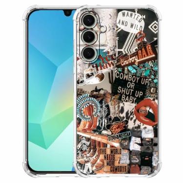 Imagem de Nsyosio Capa caubói ocidental cowgirl compatível com Samsung Galaxy A16, colagem de arte country retrô, capa de TPU macio na moda para Galaxy A16