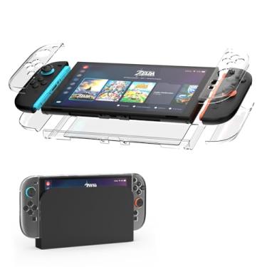 Imagem de EJGAME Capa protetora transparente compatível com Nintendo Switch 2 2025, capa fina e transparente com design removível compatível com controle e estação de ancoragem Joycon 2