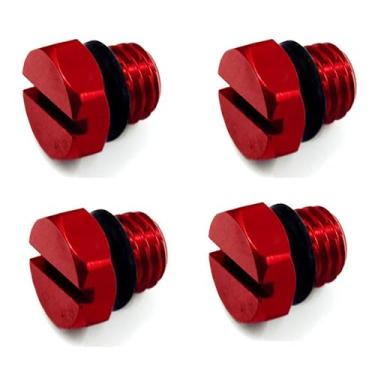 Imagem de iFJF Substituição de parafuso de sangria de ar de alumínio Billet para filtro de combustível diesel GM-C 2001-2017 6,6L Duramax 904-112HP vermelho, 4 pacotes