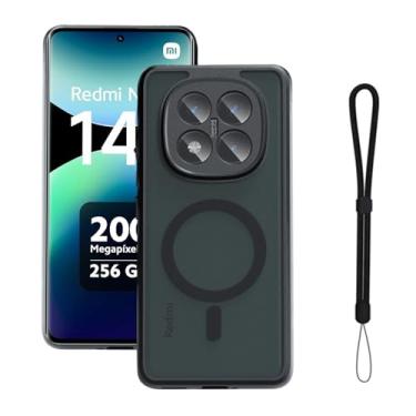 Imagem de NOUKAJU Capa para Xiaomi Redmi Note 14 Pro+ Plus, capa protetora tipo magnético, TPU + PC, antiqueda, absorção de choque, capa protetora para Redmi Note 14 Pro Plus (preto)