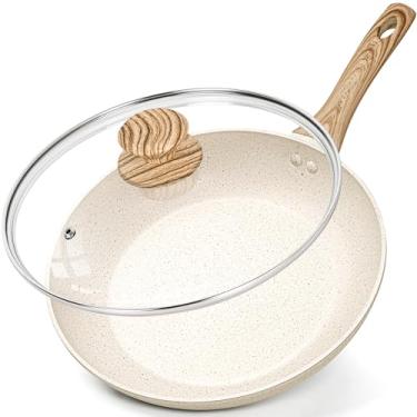 Imagem de MICHELANGELO Frigideiras Antiaderentes - 12" Com Tampa, Cabo Grande Ergonômico, Fritura Atóxica Compatível Todos Os Cooktops