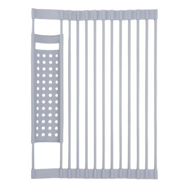 Imagem de Yosoo Health Gear Prato Secagem Rack Dobrável Pia Secagem Rolling Drain Mats Multipurpose Aço Inoxidável Silicone Dish Drainer para Cozinha Balcão Mesa de Escritório (Pequeno)