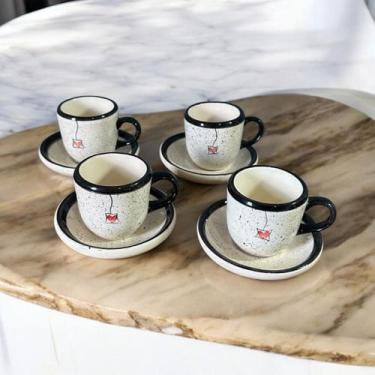 Imagem de Xícaras Personalizadas Para Tomar Café 4 unidades Com Pires - Dan Cerâ
