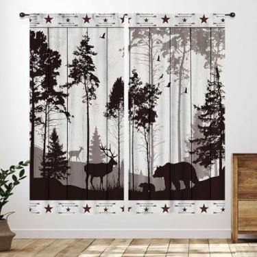 Imagem de Cortinas rústicas de veado, fazenda caça alce campestre camuflagem floresta floresta vida selvagem urso alce cabana cabana tratamentos de janela para quarto sala de estar cozinha 80 cm L x 183 cm C