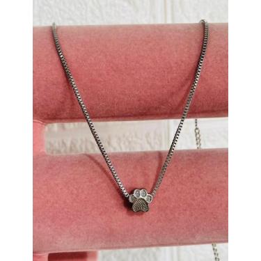 Imagem de Colar folheado a prata modelo com pingente pet pata passante - Dondoca