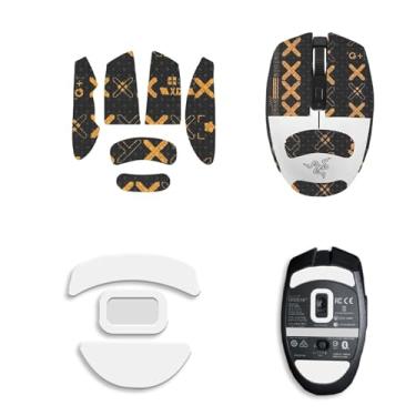 Imagem de NOUKAJU Fita de aderência de mouse para Razer Orochi V2, bordas curvas arredondadas, patins, kit de atualização de mouse profissional pré-cortado resistente ao suor autoadesivo (almofada para pés +
