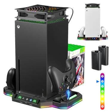Imagem de Luckit Suporte De Carregamento Com Ventilador De Refrigeração Para Acessórios De Console Xbox Series X, Sistema De Carregamento Com Cooler Vertical, Estação De Carregamento Para Dois Controles Com 2