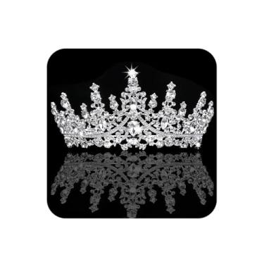 Imagem de COCIDE Tiara e coroa prateadas para mulheres, coroas de rainha de cristal, tiaras de princesa com strass, para meninas, noivas, casamentos, acessórios de cabelo para festa de aniversário, formatura,
