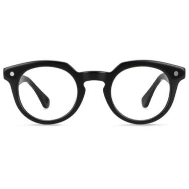 Imagem de Óculos de grau redondos de acetato retrô masculino e feminino, armação vintage (1)