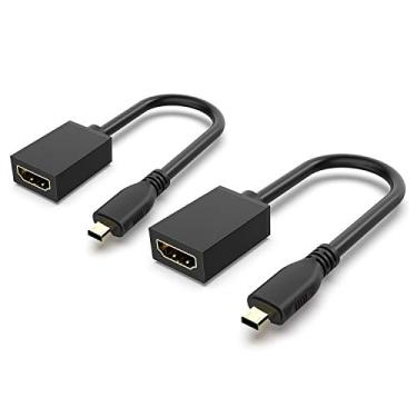 Imagem de GANA Cabo adaptador micro HDMI para HDMI, cabo micro HDMI para HDMI (macho para fêmea) para Gopro Hero e outras câmeras de ação/câmera com suporte 4K/3D