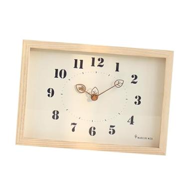 Imagem de IEUDNS Relógio de Parede Relógio de Quarto Decoração Silenciosa Casa Simples Criativo Relógio Pendurado, Cor da madeira