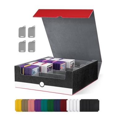Imagem de UAONO Card Storage Box for Trading Cards, 2400+ MTG Commander Deck Box With 24pcs Colorful Divider, Card Case Fits for Magic TCG PTCG Sports Game (Red&White)