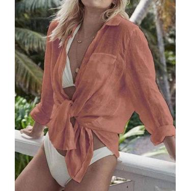 Imagem de E0204-Camisa Camisão Chemise Saída De Praia Amarração Plus Size - xumi