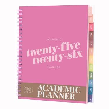 Imagem de Riley's Planner 2024-2025, agenda semanal diagonal de 18 meses – Agenda semanal dinâmica semanal e mensal, capa durável, páginas de notas, encadernação de fio duplo (20 x 15 cm, rosa)