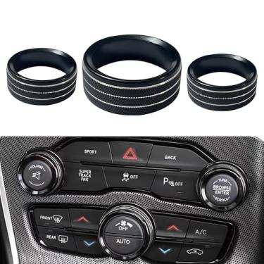 Imagem de Clwalny 3 Peças De Capa Para Botão Interruptor Ar Condicionado, Acabamento Em Liga Alumínio, Anel Controle Volume Rádio, Acessórios Interior Carro Dodge Challenger, Jeep Grand Cherokee Chrysler (Pre