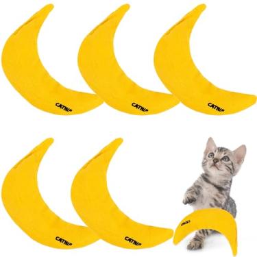 Imagem de Norcoin Pacote Com 5 Brinquedos De Catnip, Banana Amarela, Catnip Para Gatos, Almofada Interativa Gatinhos, Mastigar Garras Esfregar
