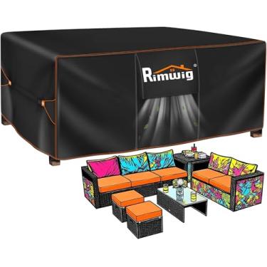 Imagem de Conjunto de capas de móveis de pátio à prova d'água, capas de móveis de exterior à prova d'água, capas de sofá secionais para o inverno, capa de cadeira de mesa externa retangular resistente 222 cm C