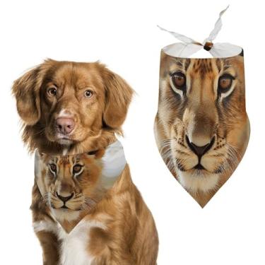 Imagem de Cachecol de poliéster com estampa de leão fofo e pequeno animal - Tamanho único (70 x 30 cm)