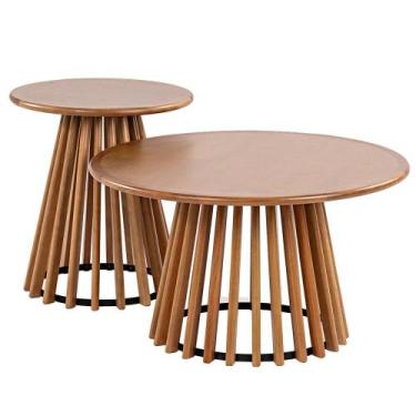 Imagem de Conj. Mesa Lateral + Mesa de Centro Dover Verniz Avelã - 72749 - Sun H