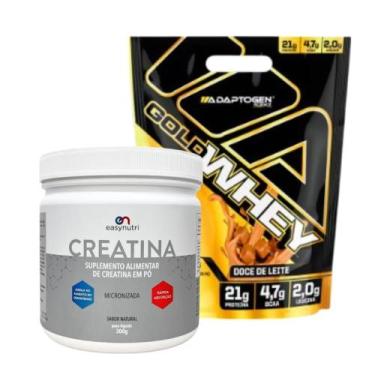 Imagem de Kit Gold whey saco Adaptogen 900g e Creatina Easy nutri 300g, Doce de 