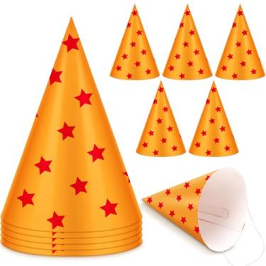 Imagem de Epakh 30 Pcs Anime Theme Dragon Birthday Party Cone Hats Yellow and Red Stars Cartoon Paper Hat for Anime Party Decorations