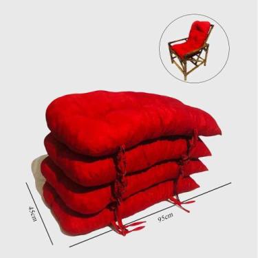 Imagem de 04 Almofadas Estampada P/ Poltronas Sofá Bambu Vime - Compree, Vermelh