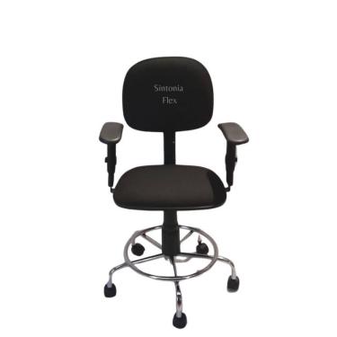 Imagem de Cadeira Secretaria Giratoria Pistão A Gás Base Cromada