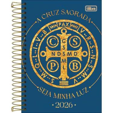 Imagem de Tilibra - Agenda Espiral Diária 14,2 x 20,3 cm Bíblica 2026 - Azul Escura - Seja Minha Luz