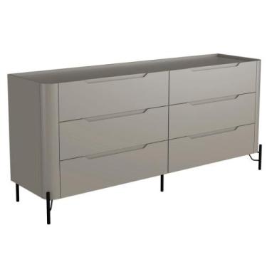 Imagem de Cômoda Para Quarto Closet Orgânica 6 Gavetas Pés Industrial Preto Blis