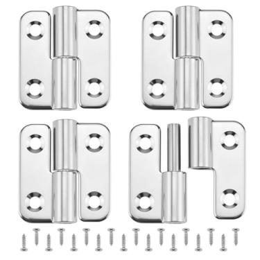 Imagem de MILYARD 4 peças de dobradiças de elevação de aço inoxidável de 3,8 cm, dobradiças de bandeira de junta deslizante pequenas destacáveis com parafusos para portas de metal de madeira, portas de armário