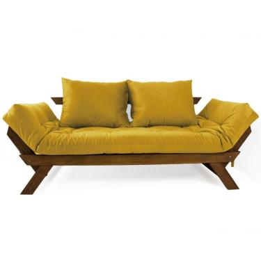 Imagem de Sofá Japão Futon Acquablock Madeira Imbuia D33 - Amarelo