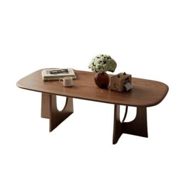 Imagem de Mesa de chá de madeira maciça para pequenas salas de estar, mesa baixa compacta para apartamentos modernos, design minimalista, ideal para aluguel de casas (100 cm)