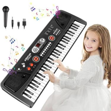 Imagem de Piano de teclado TWFRIC de 61 teclas com tela de LED e microfone para 