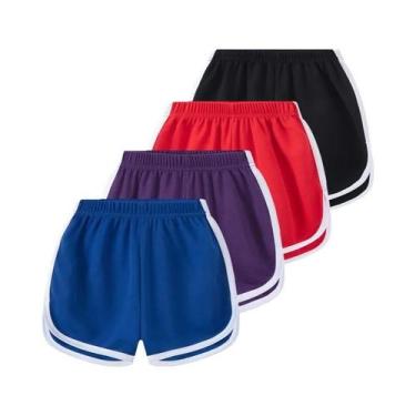 Imagem de Shorts Esportivos Casuais Infantis De Cor Sólida Para Meninos E Menina