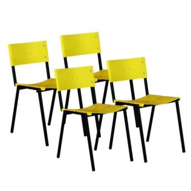 Imagem de Cadeira ISO Empilhavel Com 4 Unidades - Lamar Design, Amarelo