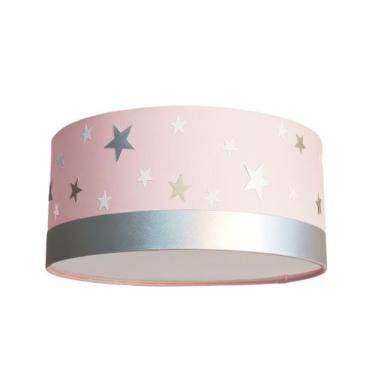 Imagem de Luminária Plafon Infantil Estrelas 30x15 2e27 Bivolts Rosa bebê - Tom 