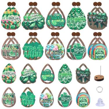 Imagem de SUNNYCLUE 1 caixa faça você mesmo, 10 pares, kit de brincos de madeira, berloques de trevo de 3 folhas, amuletos de trevo irlandês, amuletos de trevo irlandês para fazer joias, presentes para mulheres