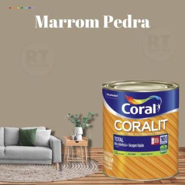 Imagem de Esmalte Sintético Base Água Coral Coralit 800ml Tinta Cor Marrom Brilh