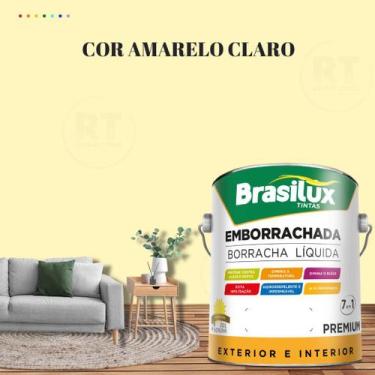 Imagem de Tinta Borracha Líquida Amarela Para Parede 3,2l  Lavável Impermeável B