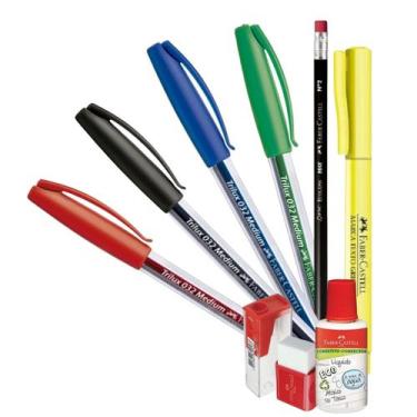 Imagem de Kit Escolar para Escrita Faber Castell 9pcs com Canetas Coloridas Borr