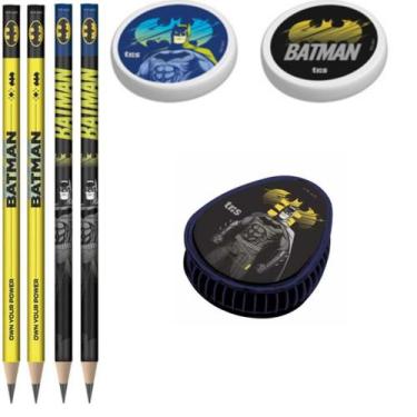 Imagem de Kit Batman com Lapis, Borracha e Apontador Tris, Kit1 com Apontador Az