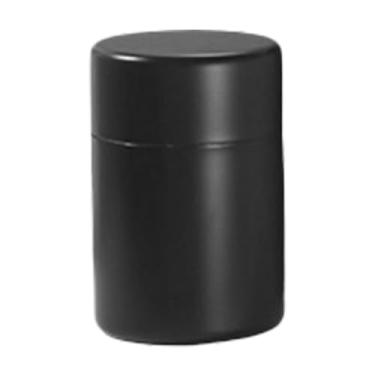 Imagem de predolo Lata de chá, recipiente de cozinha à prova de vazamentos, aço inoxidável, redonda, lata para doces, chá a granel, grãos de café, açúcar, Preto 400ml
