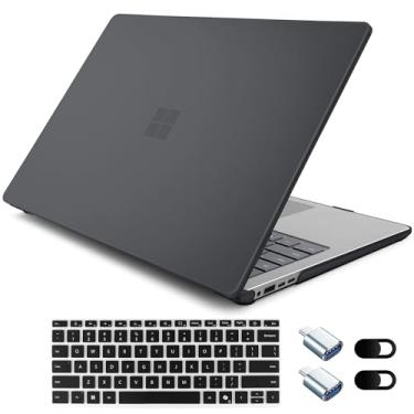 Imagem de Loyrina Capa fosca de cristal para laptop Microsoft Surface de 15 polegadas Copilot+ PC 2024 (7ª edição), capa ultrafina leve com capa de teclado macia, adaptador OTG e webcam, preto fosco