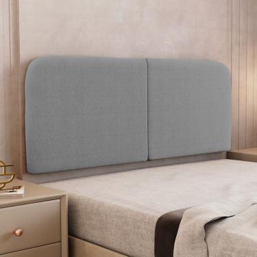Imagem de Cabeceira Painel Orgânico Cama Box Queen Size Aira 160cm Dobrável Bouclé Cinza Escuro - Desk Design
