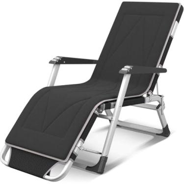 Imagem de Espreguiçadeira De Metal, Cadeiras De Jardim Dobráveis Espreguiçadeira, 178 * 66 * 28 Cm, Carga Estática Resistente à Ferrugem, Com Tecido Sintético Respiráve, Black, Without cushion