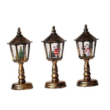 Imagem de Esquirla 3 peças de lanterna de Natal, luz noturna com música, decoração de mesa, estatueta decorativa para sala, lâmpada noturna para lareira de Natal, mesa