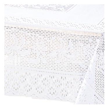 Imagem de Toalha De Mesa Renda 6 Lugares Retangular Branca Decoração Coqueiro 1,60x2,00m